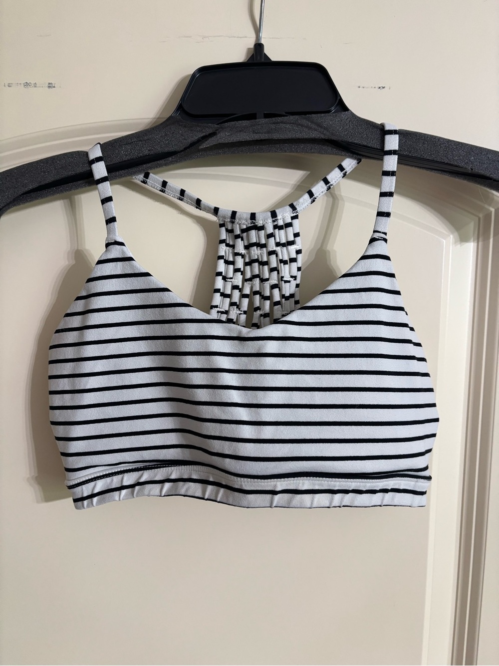 Glyder Black & White Striped Sports Bralette with Lattice Back